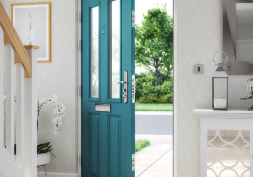 peacock blue panelled front door internal door & frame painting sg